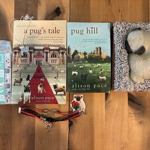 Pug Item Bundle Lot - Pugs Stickers Books Necklace Bracelet Bookmark - Pug Lover